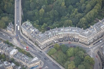 Oblique aerial view of Great Stuart Street and Randolph Crescent, looking NNW.