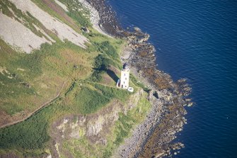 Oblique aerial view of Holy Island Outer Lighthouse, looking NNW.