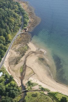 Oblique aerial view of Brodick Old Quay, looking NE.