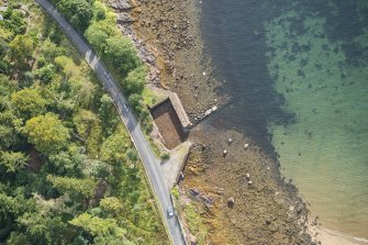 Oblique aerial view of Brodick Old Quay, looking ESE.