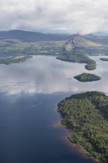 General oblique aerial view of Loch Lomond, with Inchmurrin in the foreground and Inchcailloch and Inchfad beyond, looking NE.