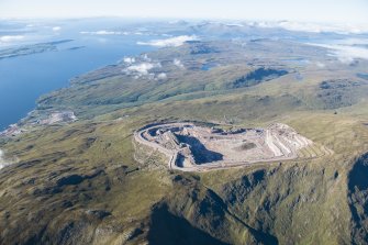 Oblique aerial view of the Glensanda Quarry with Loch Linnhe beyond, looking WSW.