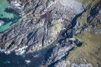 Oblique aerial view of Dun Chlif, looking E.