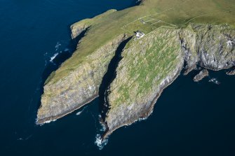 Oblique aerial view of Dun Briste and Barra Head, looking NE.