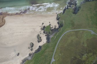 Oblique aerial view of Caisteal A'Mhorair, looking E.