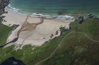 Oblique aerial view of Caisteal A'Mhorair, looking ESE.