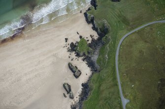 Oblique aerial view of Caisteal A'Mhorair, looking ESE.