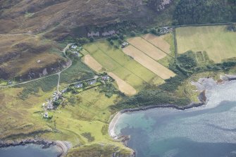 Oblique aerial view of the fish trap at Oskaig on Raasay, looking ESE.