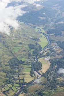 General oblique aerial view of Glen Orchy centred on Dalmally, looking E.
