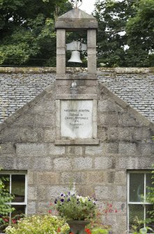 Detail of belcote and plaque Inscribed" Mitchel's Hospital Endowed by David Mitchell 1801 Reconstructed 1924".