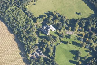 Oblique aerial view of Innes House, looking NE.