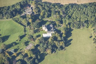 Oblique aerial view of Innes House, looking WNW.