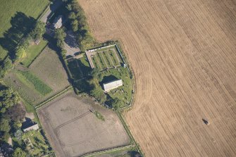 Oblique aerial view of Birnie Parish Church, looking NNE.