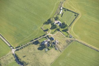 Oblique aerial view of Blervie Castle, looking ESE.