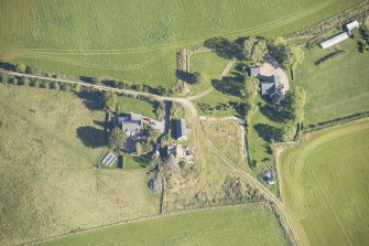 Oblique aerial view of Blervie Castle, looking ENE.