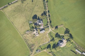 Oblique aerial view of Blervie Castle, looking NNW.