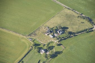 Oblique aerial view of Blervie Castle, looking WSW.