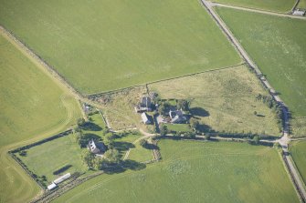Oblique aerial view of Blervie Castle, looking SSW.