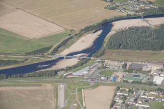 Oblique aerial view of the Findhorn Viaduct, looking NW.
