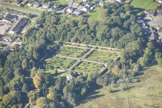 Oblique aerial view of Culloden House Walled Garden, looking WNW.