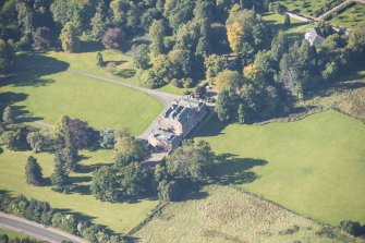 Oblique aerial view of Culloden House, looking W.