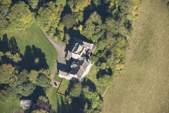 Oblique aerial view of Kilravock Castle, looking NE.