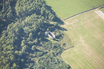 Oblique aerial view of Rait Castle, looking WSW.