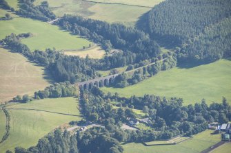 Oblique aerial view of Divie Railway Viaduct, looking SE.