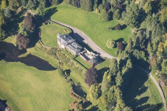 Oblique aerial view of Dunphail House, looking NNW.