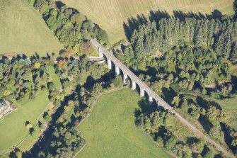 Oblique aerial view of Divie Railway Viaduct, looking NE.