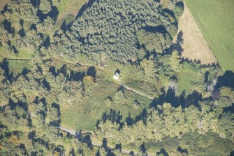 Oblique aerial view of Ardclach Bell Tower, looking N.
