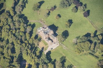 Oblique aerial view of Castle Grant, looking N.