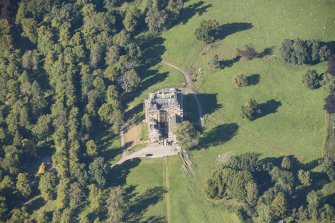 Oblique aerial view of Castle Grant, looking NW.