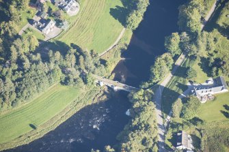 Oblique aerial view of Old Spey Bridge, looking E.