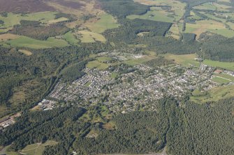 Oblique aerial view of Grantown on Spey, looking SE.