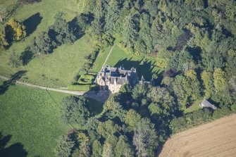 Oblique aerial view of Pitcaple Castle, looking WNW.