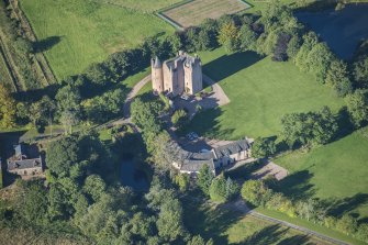 Oblique aerial view of Harthill Castle, looking WSW.