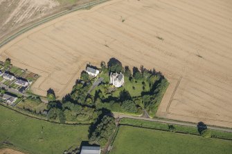 Oblique aerial view of Leslie Castle, looking NNW.
