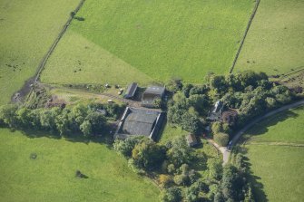 Oblique aerial view of Mains of Mayen, looking S.