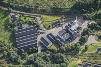 Oblique aerial view of Strathmill Distillery, looking ESE.