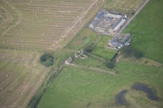Oblique aerial view of Findochty Castle, looking WNW.