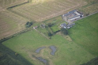 Oblique aerial view of Findochty Castle, looking WSW.