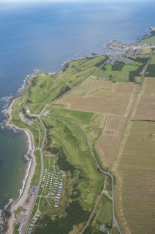 Oblique aerial view of Strathlene Golf Course, looking NNE.