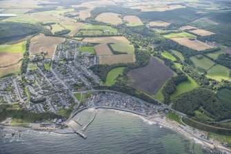 Oblique aerial view of Cullen, looking S.