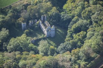 Oblique aerial view of Boyne Castle, looking SSW.