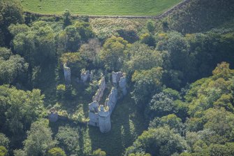Oblique aerial view of Boyne Castle, looking S.