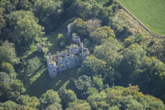 Oblique aerial view of Boyne Castle, looking ESE.