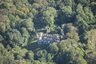Oblique aerial view of Boyne Castle, looking ENE.