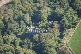 Oblique aerial view of Boyne Castle, looking NE.