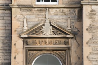 Detail of inscription on South elevation.